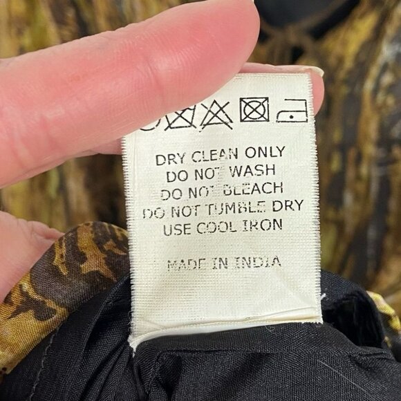 Anthropologie Love Sam Leather Silk Animal Print Peasant Boho Blouse Top Small S - Picture 9 of 12